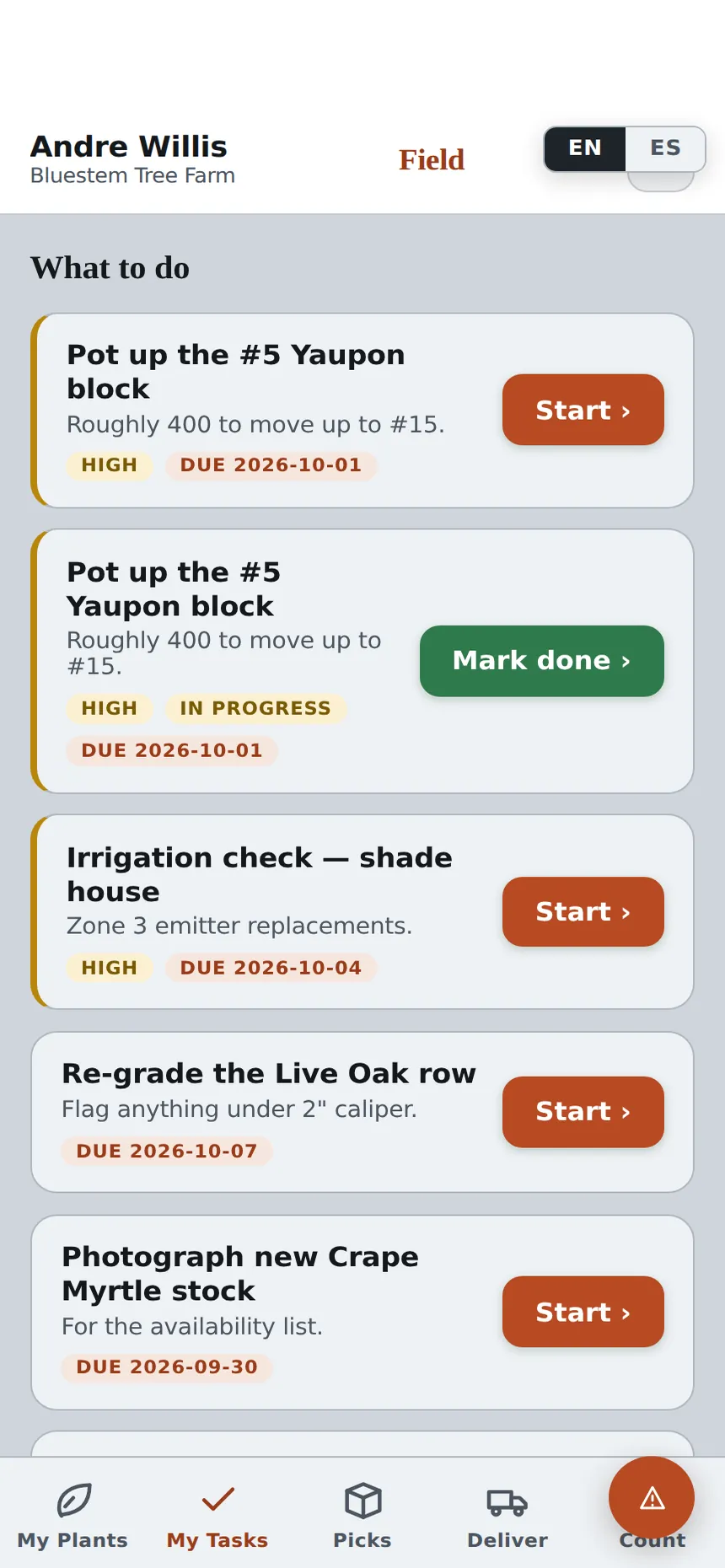 Field App: My Tasks