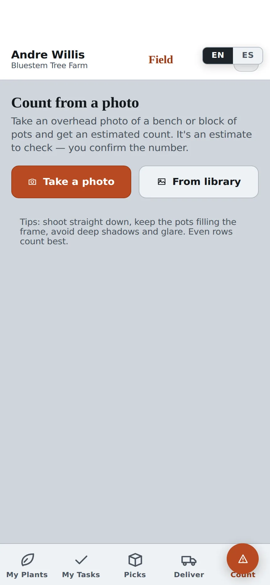 Field App: Count from a photo